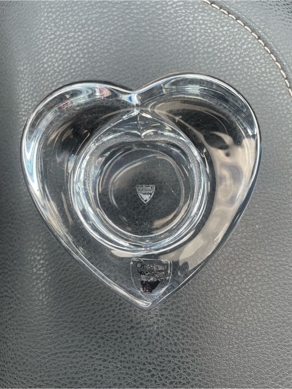 Orrefors Clear Heart Crystal Dish